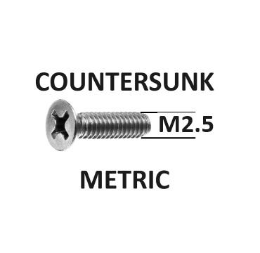2.5mm Countersunk Machine Screws Stainless Steel Grade 304 Select Length